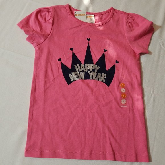 Gymboree Outlet Size 6 Pink Short Sleeve Happy New Year Shirt. NWT - Picture 1 of 3
